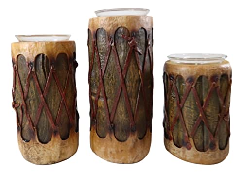 Home Décor Accents Southwestern American Indian Pow Wow Drums Votive Candle Holders Set Of 3 - Home Accents 33-Kl1-5697 #TOP2