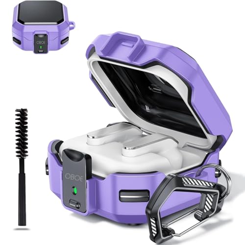 Image of Oboe Tough Case 'Compatible with' Samsung Galaxy Buds 4 & 4 Pro Case with Secure Lock Clip & Keyring (Lavender Purple) [Buds & ChargingCase NOT Included]