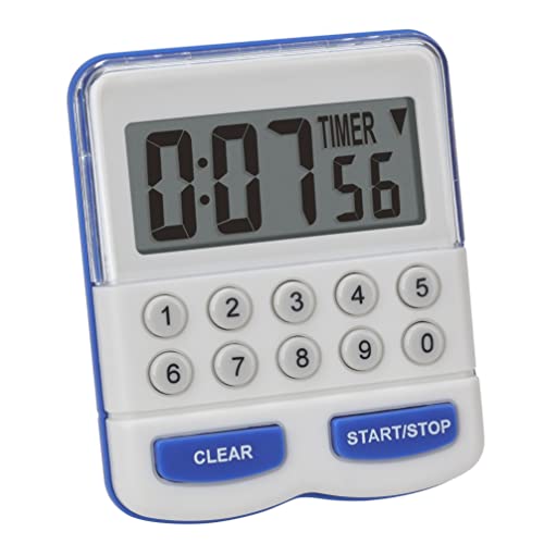 TFA Dostmann Elektronischer Timer und Stoppuhr, 38.2010, Kurzzeitmesser digital, Küchentimer, weiß/blau, L 64 x B 25 (40) x H 76 mm
