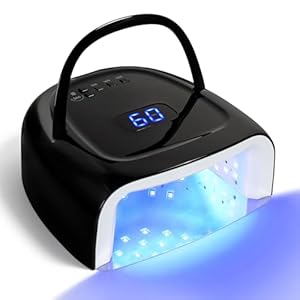 60W Rechargeable LED Nail Lamp, Cordless Gel Lamp with Portable Handle & 42pcs Lamp Beads, Automatic Sensor UV LED Nail Dryer, 4 Timers Professional UV Light for Gel Nails (Black)