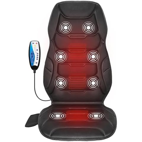 COMFIER Back Massager with Heat, Vibration Massage Seat Cushion with 8 Massage Nodes & 5 Modes, Adjustable Chair Massage Pad for Home Office, Heated Chair Pad Gifts for Mom,Dad Cover