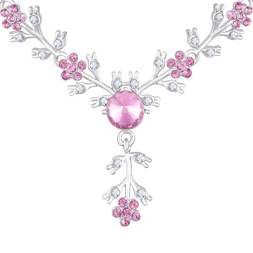 Image of Atasi International American Diamond Style Silver Plated Necklace with Earrings Jewellery Set for Women - Perfect for Party, Wedding, and Engagement