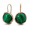 14K Gold Malachite Earrings – Solid Rose Gold Drop Natural Dark Green Gemstone Earrings, Dainty 12mm Stone, Genuine May…