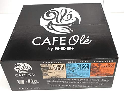 Cafe Ole Single Serve Coffee Variety Pack Taste of San Antonio, Texas Pecan & Donut Shop 54 Count