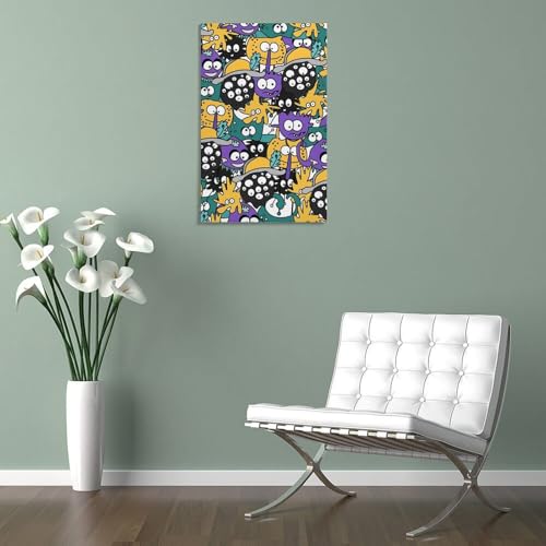 Affiche monstres colorés POLIUAWS toile déco murale 30x45cm - 3