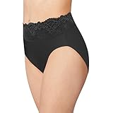 Bali Womens Passion for Comfort Hi-Cut Panty, 7, Black Lace