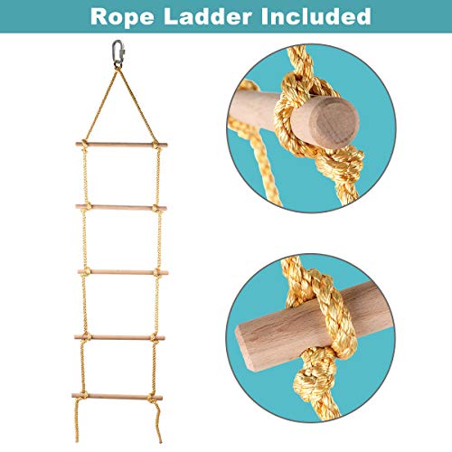 Slsy Ninja Obstacle Course for Kids, 40ft Slackline Hanging Monkey Bar with Climbing Ladder, Kids Warrior Training Equipment 440lb Capacity