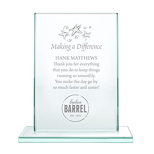 Baudville Engraved Trophy - Jade Glass - Award for Employees - Personalized Engraving Up to Three Lines and Pre-Written Verse Selection - Medium Rectangle Custom Logo