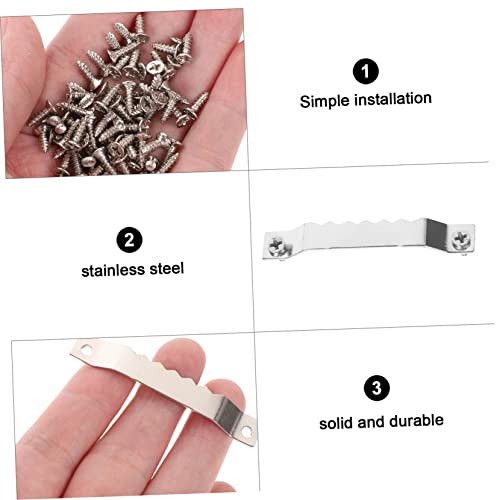 Image of 100pcs Serrated Picture Hangers Easy to Install Picture Hanging Hardware for Framed Photos Art and Posters Frame Hooks for Home Office and School Use