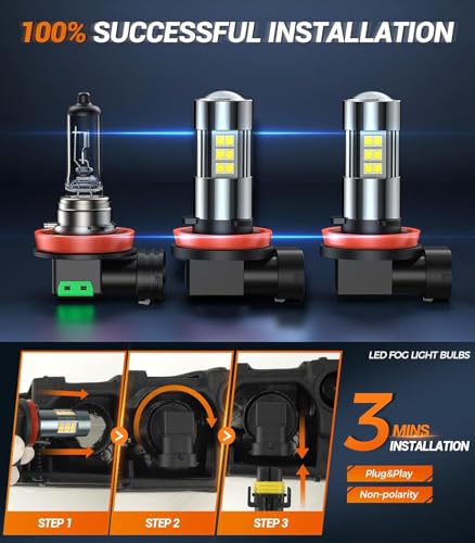 Image of SEALIGHT 9005 /HB3 H8 /H9 /H11 Light Bulb Combo and H11 Fog Lights, 100,000LM Ultra-Bright 6500K 9005 H11 Bulbs with Cooling Fan, 360 Illumination True Plug N Play, Non-polarity, Pack of 6