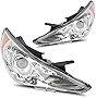 CTCAUTO Headlight Assembly For Hyundai Sonata 2011-2014 Replacement Headlamp Driving Light Chrome Housing Amber Reflector Clear Lens