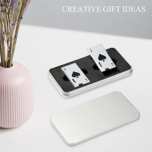 Yeuligo 2 Pack Double Flame Torch Lighter Butane Refillable,Classic Pocket Ace Lighters With Visible Window,Adjustable Jet Torch Lighter,Butane Lighter For Men And Women,Without Butane(Ace Silver) #TOP4