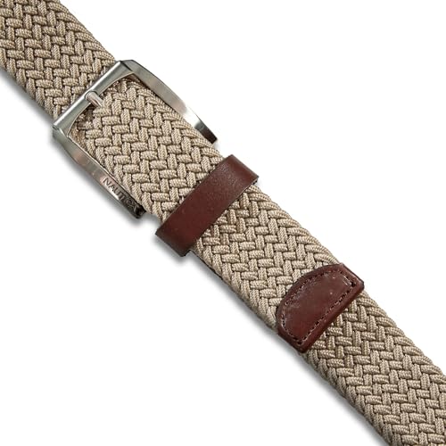 Image of Nautica Men's Casual Leather Belt | Everyday | Classic | Pants | Jeans | Khakis | Chinos | Metal Buckle