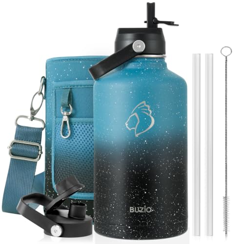 Image of BUZIO 64 oz Insulated Stainless Steel Water Bottle with Dust-proof Lids