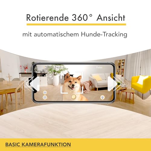 Furbo 360° Hundekamera [Basic Kamera]: Haustierkamera mit App, Rotierende 360° Sicht, Farbnachtsicht, Tracking, Leckerliwurf, Bell-Alarm, der Favorit von Haustierbesitzern auf der ganzen Welt