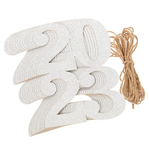 JECOMPRIS 48pcs 2023 2023 Card Tag Decoration Senior 2023 Supplies Toppers Glitter Grad Party New Year Decor Sign Hanging Decor New Year Home Decor Paper Signs Silver Rope