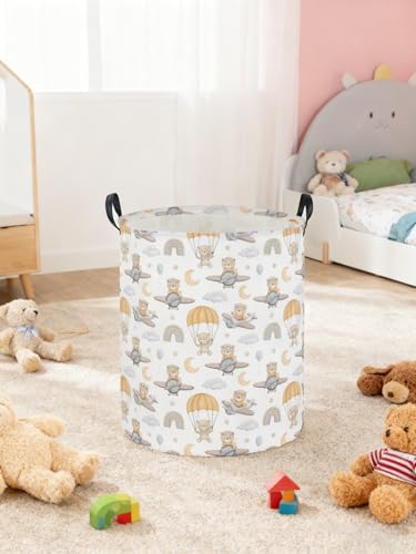 Image of Kids Laundry Hamper,Animal Laundry Basket Collapsible Bear Storage Baskets for Home Decor,Office,Home Organizer,(Airplane Bear