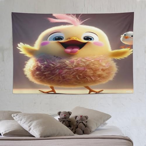 Tapisserie petit canard jaune decoration murale pour cacher un mur vide