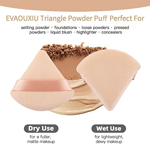 image for 2 Pcs EVAOUXIU Triangle Powder Puff for Face Powder, Soft Plush Settin