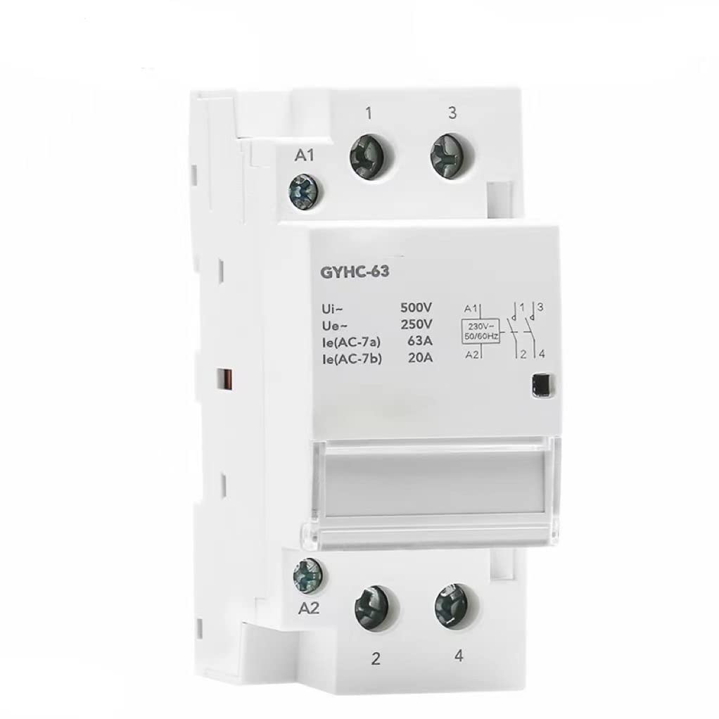 40A 63A 2NO lub 2NC lub 1NO1NC moduł stycznika DIN montaż na szynie AC220V 230V automatyczny (kolor: 2P 40A 2N0 220V)