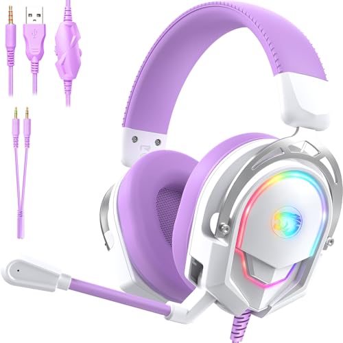 Image of K98 Wired RGB Gaming Headset with Mic, Over Ear Gaming Headphones, 50mm Neodymium Drivers, Noise Isolating Microphone, Memory Foam Cushions, Aluminum Alloy Frame for PC, PS5, PS4, Xbox, Switch