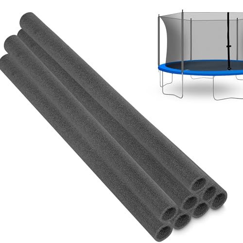 Trampolin Stangenschutz – Schaumstoff Rohre 180 cm, Ø 50 mm außen / 30 mm innen – 8 Stück Schaumstoffhülsen für Trampolinstangen – Made in EU – Farbe Anthrazit, Langlebig & Witterungsbeständig