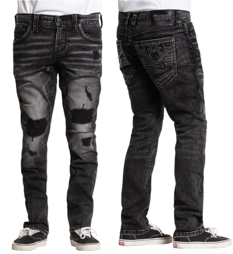 American Fighter Men's Denim Jeans, Mid Rise Tapered Fit, 34