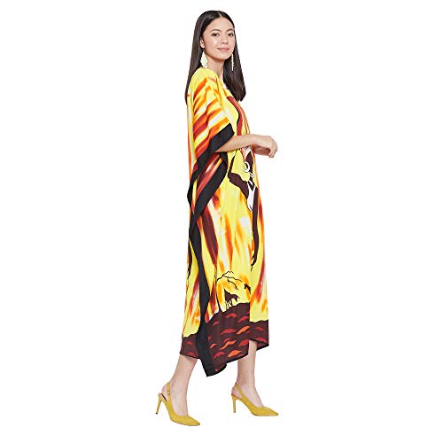 Image of Oussum Women Plus Size Kaftan Kimono Loose Maxi summer dresses for women Beach 3 /4 Sleeve Casual lounge dress Boho
