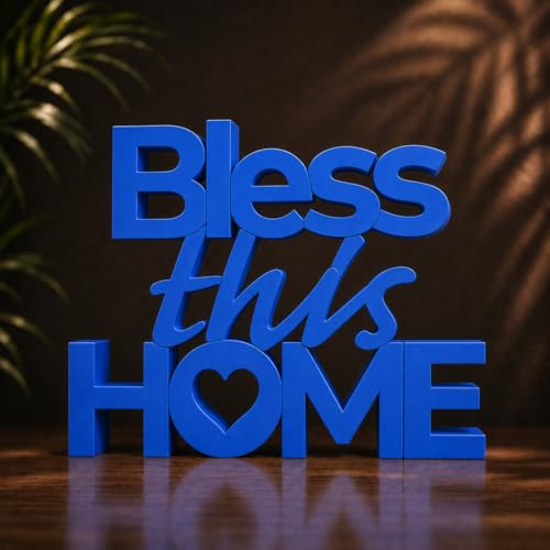 Image of Mad Masters Bless This Home Vastu Desk Decor - Aesthetic Table, Shelf & Wall Showpiece for Home Office, Business. Blessing & Friendly Gifting, Royal Blue (20.3 x 16 x 2.5 cm)