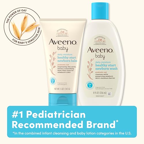 Image of Aveeno Baby Healthy Start Nourishing Newborn Wash, Hypoallergenic Baby Body Wash, Prebiotic Oat, Gently Cleanses Sensitive Skin, No added Fragrances & Parabens, Tear-free, 8 fl. oz