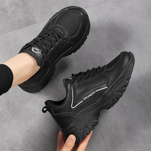 Chunky Sneakers for Women Fashion Platform Height - Increasing Leather Casual Dad Shoes Comfortable Wedge Walking Running Sport Sneakers (Khaki,10)2