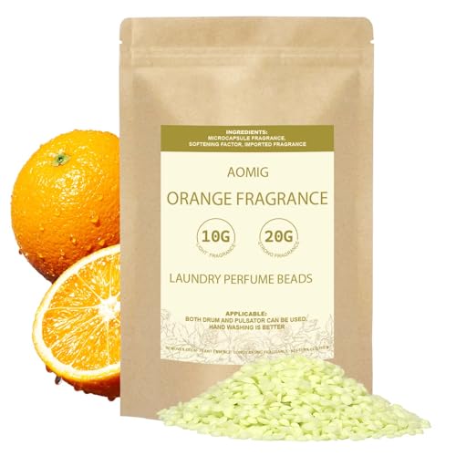 Aomig Perlas Lavadora Perfumadas, 500g Perfume para la Colada Perlas de Fragancia, Perfumador Ropa para un Frescor Mas Suave y Duradero, Amarillo Naranja