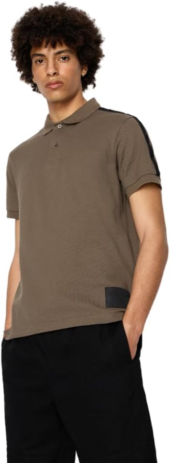 Armani Exchange Men's Regular Fit Cotton Piquet Shoulder Stripe Polo