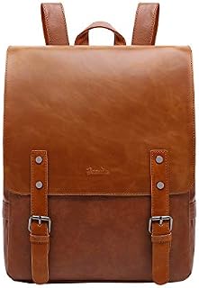 Zebella Vegan Leather Backpack for Women Men Vintage Laptop Bookbag