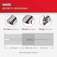 LouMaxx Kugelauszug 2er Set Schubladenschienen 27 mm Nut | 400 mm Schienen Schublade | Schubladen Schienensystem mit Teilauszug – Ansicht 6