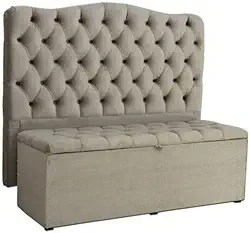 Puff Baú Pé De Cama 90 Cm Sued Capitone Armazenamento Quarto Decorativo Confortável(Bege,Tampa Lisa 8 cm de Altura)