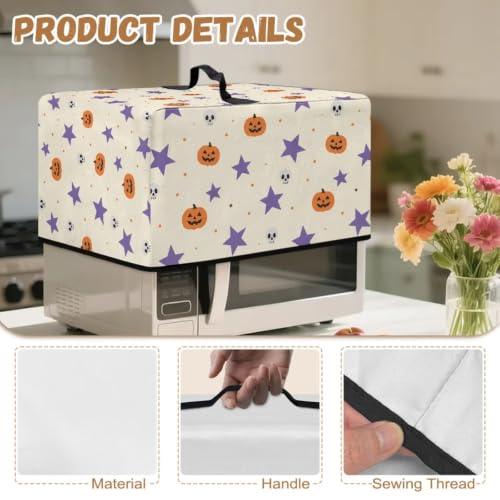 Image of Microwave Oven Dust Cover Air Fryer Toaster Oven Protector, Halloween Small Appliances Cover, L, 20.9 x 15.7 x 12.4 Inches, Cute Pumpkin Skull Star Beige