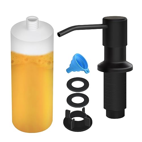Soap Dispenser for Kitchen Sink Built in Sink Soap Dispenser Lotion Dispenser with 17 OZ Bottle Refill from The Top Bar Sink Soap Dispenser Black (1 Pack)