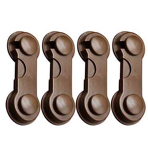 Ranoff 4Pcs Child Safety Locks, Baby Proofing Cabinet Locks - No Tool or Drilling Needed with Super Strong 3M Adhesive, Multi-Purpose Locks, Baby Proof Home Drawer, Cabinets, Oven (Coffee)