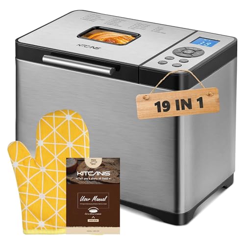 Bread Maker Machines 19-in-1 KITCANIS, 2.2LB Large Bread Machine, Stainless Steel Breadakers with...