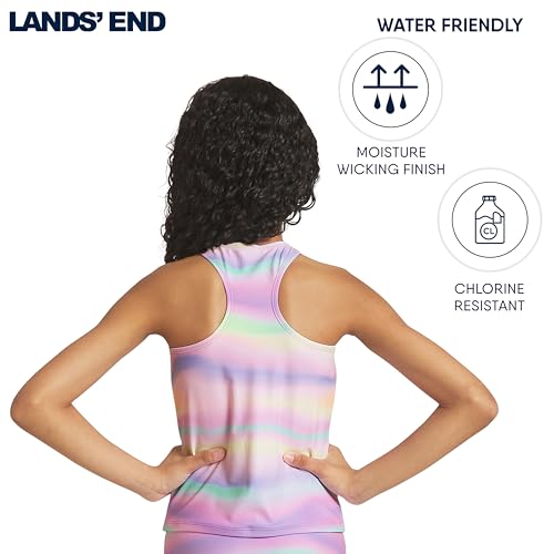 Image of Lands' End Girls' UPF 50+ Swim Bikini Bottom and Racerback Tankini Set
