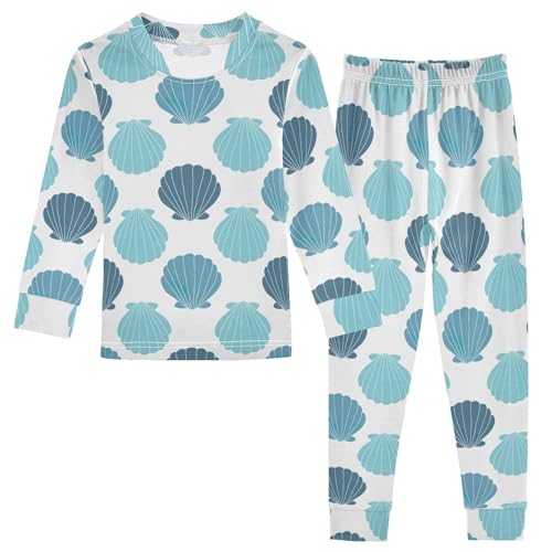 ODAWA Toddler Boy Girl Blue Seashells Footless 2 Piece Set Fall Clothes Size 6