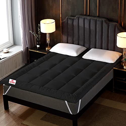 Image of ACHIR 500 GSM Super Soft Microfiber Mattress Topper /Padding for Soft and Comfortable Sleep - Black, (Queen XL, 66 inchx75 inchinch, 5.5ft x 6.25ft)