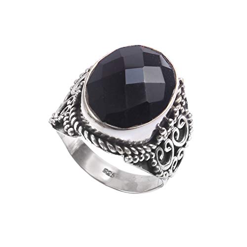 Bague argent 925 anti-ternissement onyx noir bague turque durable 17,25