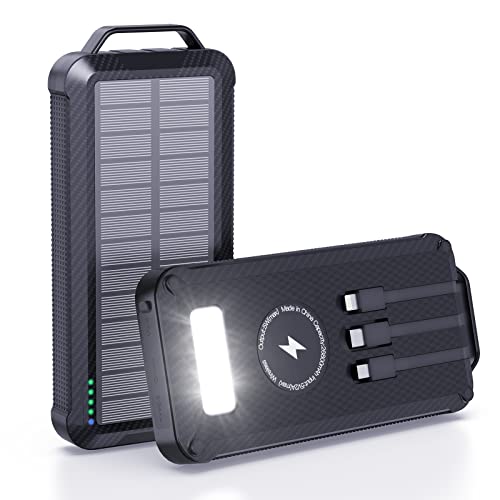 Power Bank 26800 mAh Chargeur solaire sans fil avec câble de charge rapide Batterie externe portable avec panneau solaire étanche pour smartphones et tablettes en plein air Cover