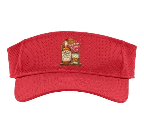 Bourbon Social Club Kentucky Whiskey Finest Aged Spirit Sport Sun Visor, Adult, One Size, Red