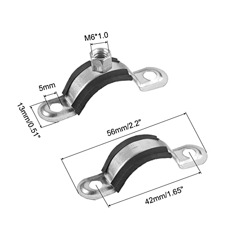 Uxcell 25Mm Rigid Pipe Strap Clamps, Carbon Steel Pipe Bracket Tube Clips M6 Nut Size For Water Tube Pipe 8 Pcs #TOP1