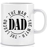 MIMUSELINA Taza Regalo Día del Padre | Taza Dad | Regalo Original para Papás | Taza Cerámica con Frase para Padres “The Man, The Myth, The Legend” Diseño Taza papá, el Hombre, el Mito, la Leyenda
