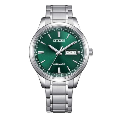 Citizen Reloj NY4058-79X Mecha Automático Hombre - Caja 40mm, Esfera Verde, Brazalete de Acero, Fondo Transparente, WR 5 Bar