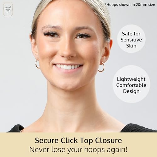 14k Gold Hoop Earrings for Women | Hypoallergenic Small to Large 12MM to 50MM Hoop Earrings with Secure Click Tops |14k Yellow or White Gold Classic Hoops in 2MM Thick Tube by MAX + STONE3